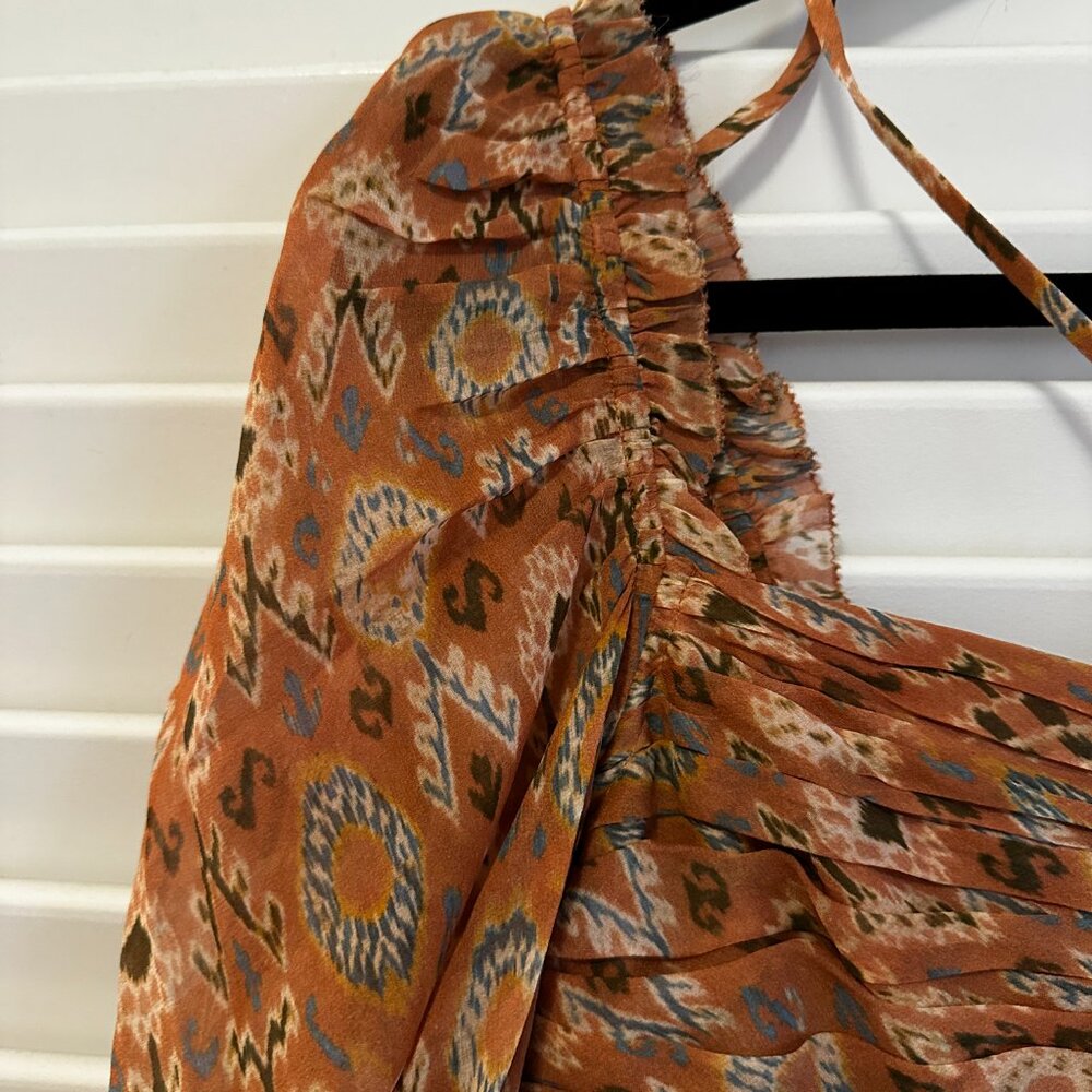 Ulla Johnson Peach Floral Ruched Silk Rabia Maxi Gown $1,195 - Picture 9 of 10